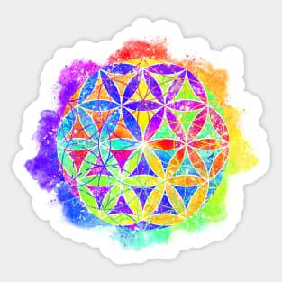 Rainbow Geometric Circle Flower Mandala - Chaos Sticker